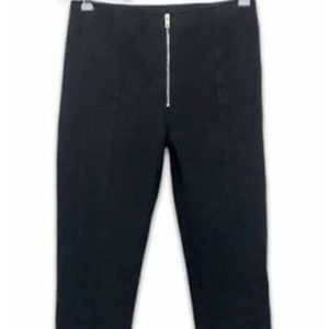 Exposed Zipper In Front Black Jeans